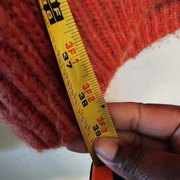 Anthropologie Nuria Open Front Textured Cable Knit Cardigan Sweater Coral Size L - Picture 8 of 11